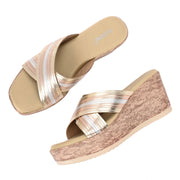 Women Cross Strap Wedge Heels (W-RST-112-LIGHTGOLD)
