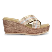 Women Cross Strap Wedge Heels (W-RST-112-LIGHTGOLD)