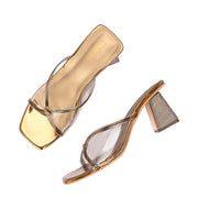 Women Clear Strap Block Heel Sandal (W-RST-120-ANTIQUE)