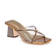 Women Clear Strap Block Heel Sandal (W-RST-120-ANTIQUE)
