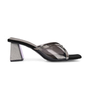 Women Clear Strap Block Heel Sandal (W-RST-120-GUNMETAL)