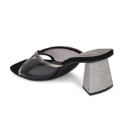Women Clear Strap Block Heel Sandal (W-RST-120-GUNMETAL)
