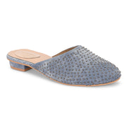 Women Blue Embellished Closed-Toe Mules (W-RST-122-BLUE)