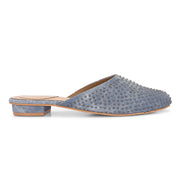 Women Blue Embellished Closed-Toe Mules (W-RST-122-BLUE)