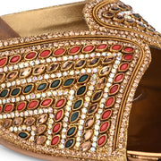 Women Partywear Embroidered Block Heel Sandal (W-RST-126-ANTIQUE)