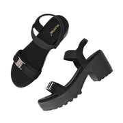 Women Urban Chunky Block Heel Sandal (W-RST-128-BLACK)