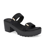 Women Double Strap Chunky Block Heel Sandal (W-RST-129-BLACK)
