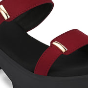 Women Double Strap Chunky Block Heel Sandal (W-RST-129-CHERRY)
