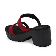 Women Double Strap Chunky Block Heel Sandal (W-RST-129-CHERRY)