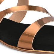 Women Triple Strap Metallic Flat Slide Sandal (W-RST-131-ANTIQUE)