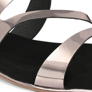 Women Triple Strap Metallic Flat Slide Sandal (W-RST-131-GUNMETAL)