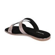 Women Triple Strap Metallic Flat Slide Sandal (W-RST-131-GUNMETAL)
