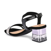 Women Black Strappy Crystal Block Heel Sandal (W-RST-135-BLACK)