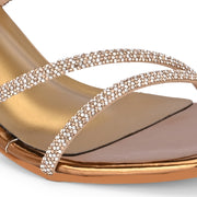 Women Antique Gold Rhinestone Strappy Block Heel Sandal (W-RST-136-ANTIQUE)