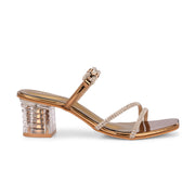 Women Antique Gold Rhinestone Strappy Block Heel Sandal (W-RST-136-ANTIQUE)