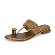 Women Antique Beaded Toe Ring Flat Sandal (W-RST-138-ANTIQUE)