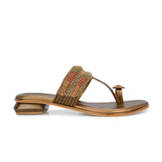 Women Antique Beaded Toe Ring Flat Sandal (W-RST-138-ANTIQUE)