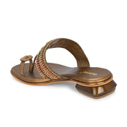 Women Antique Beaded Toe Ring Flat Sandal (W-RST-138-ANTIQUE)