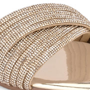 Women Gold Crystal Embellished Flat Slide Sandal (W-RST-139-GOLD)