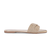 Women Gold Crystal Embellished Flat Slide Sandal (W-RST-139-GOLD)