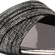 Women Crystal Embellished Flat Slide Sandal (W-RST-139-GUNMETAL)