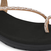 Women Antique Gold Crystal Toe Loop Comfort Sandal (W-RST-140-ANTIQUE)