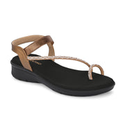 Women Antique Gold Crystal Toe Loop Comfort Sandal (W-RST-140-ANTIQUE)