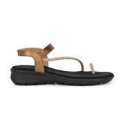 Women Antique Gold Crystal Toe Loop Comfort Sandal (W-RST-140-ANTIQUE)