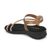 Women Antique Gold Crystal Toe Loop Comfort Sandal (W-RST-140-ANTIQUE)