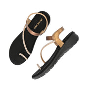 Women Antique Gold Crystal Toe Loop Comfort Sandal (W-RST-140-ANTIQUE)