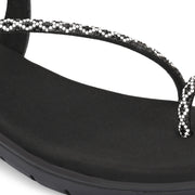 Women Black Silver Crystal Toe Loop Comfort Sandal (W-RST-140-BLACK-SILVER)