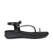 Women Black Silver Crystal Toe Loop Comfort Sandal (W-RST-140-BLACK-SILVER)