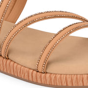 Women Beige Triple Strap Flat Comfort Sandal (W-RST-141-BEIGE)