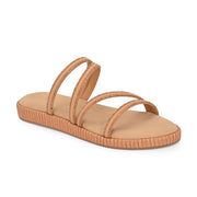 Women Beige Triple Strap Flat Comfort Sandal (W-RST-141-BEIGE)