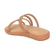 Women Beige Triple Strap Flat Comfort Sandal (W-RST-141-BEIGE)