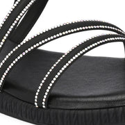 Women Black Triple Strap Flat Comfort Sandal (W-RST-141-BLACK)