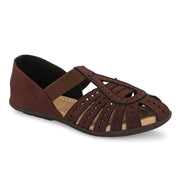 Women Everyday Cutwork Sandals (W-RST-143-BROWN)