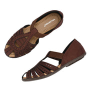 Women Everyday Cutwork Sandals (W-RST-143-BROWN)