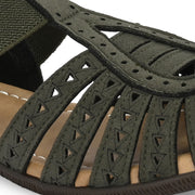 Women Everyday Cutwork Sandals (W-RST-143-OLIVE)