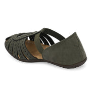 Women Everyday Cutwork Sandals (W-RST-143-OLIVE)