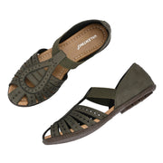 Women Everyday Cutwork Sandals (W-RST-143-OLIVE)