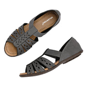 Women Everyday Cutwork Sandals (W-RST-144-GREY)