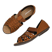 Women Everyday Cutwork Sandals (W-RST-144-TAN)