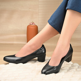 Women Block Heel Pumps (W-SG-06-BLACK)