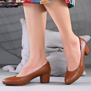 Women Block Heel Pumps (W-SG-06-TAN)