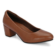 Women Block Heel Pumps (W-SG-06-TAN)