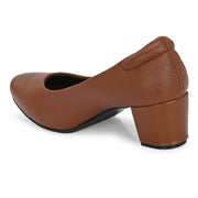 Women Block Heel Pumps (W-SG-06-TAN)