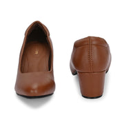 Women Block Heel Pumps (W-SG-06-TAN)