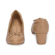 Women Block Heel Pumps (W-SG-30-NUDE)