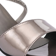 Women Block Heel Sandals with Ankle Strap & Back Zip (W-SHI-109-GUNMETAL)